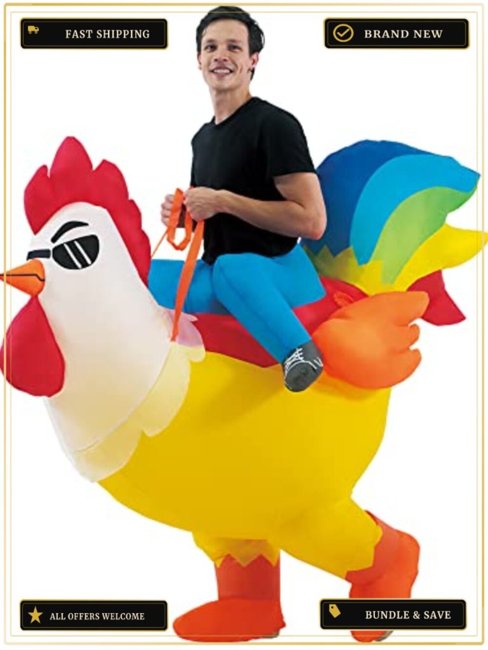 Adult Inflatable Rooster Costume 190T Waterproof Polyester Blow Up Suit